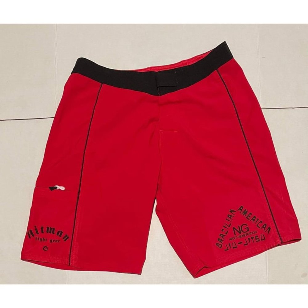 Hitman Fight Gear MMA Shorts Black Red Size 30 Made in USA